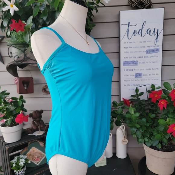CATALINA ♡ NWOT Gorgeous 1pc Aqua Blue Padded Bralette Swimsuit XL (16-18) - Picture 3 of 11